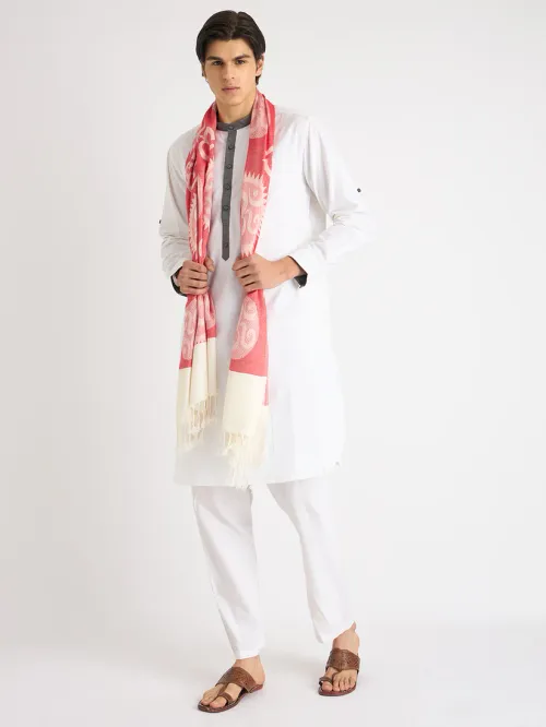 OM Printed (Red and Black) Stole for Men and Women by Rudrajap